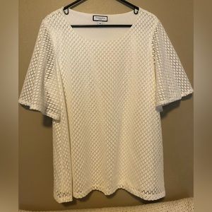 Charter Club White Lace Overlay Shirt 2X